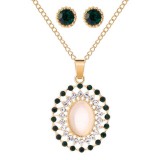 Maria King Vidám nyaklánc és fülbevaló szett, arany-zöld