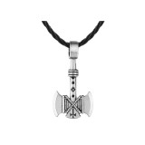 Maria King Viking Kétoldalas Fejszés motívumos medál műbőr nyaklánccal