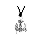 Maria King Viking Pöröly és Madár motívumos medál műbőr nyaklánccal