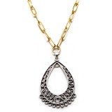 Maria King Vintage virágmintás medál arany színű hosszú szemű nyaklánccal