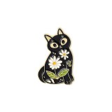 Maria King Virág mintás fekete macskás kitűző