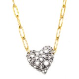 Maria King Virágos Szív medál hosszú szemű nyaklánccal, arany színben