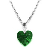 Maria King Zöld kristály szív gyerek nyaklánc medállal