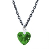 Maria King Zöld kristály szív medál fekete színű lánccal