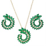 Maria King Zöld kristályos nyaklánc és fülbevaló szett