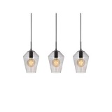 MARKSLÖJD RETRO 3 ágú függeszték fekete/füst üveg E27 3x60W