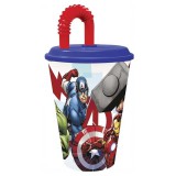 Marvel Bosszúállók szívószálas pohár, műanyag 430 ml