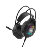 Marvo Akari 30 vezetékes gamer headset, 40 mm hangszóró, RGB, USB + 3.5 mm, fekete - H8326