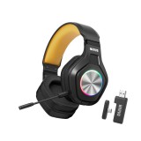Marvo Pulz 80W vezeték nélküli gamer headset, dual wireless, RGB, fekete-ezüst-sárga - HG9084W