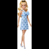 Mattel Barbie Fashionista - Szőke hajú Barbie baba kék masnis ruhában (HYT93)