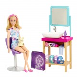 Mattel Barbie: feltöltődés szépségszalon játékszett babával (HCM82) (HCM82) - Barbie babák