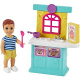 Mattel Barbie Skipper Babysitters: Kisfiú baba és konyha kiegészítő szett