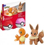 Mattel JCR81 MEGA Pokémon Pokélabda - Charmander és Eevee 40 darabos Építőjáték