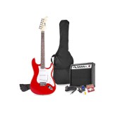 max Gigkit Elektromos gitár szett (20W erősítő, táska, hangoló, pengetők) - piros