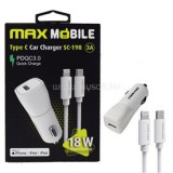 MAX MOBILE Autós Töltő SC198 2 az 1-ben USB-C+Lightning, QuickCharge 3.0 (3858892933824)