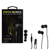 MAX MOBILE Headset Handsfree KV-1373 Mikorofonos Fülhallgató, 3,5 mm jack, 1,2m, Fekete (3858892931264)
