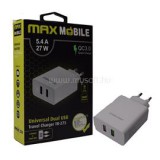 Max Mobile TR-275 QC 3.0 5.4A univerzális 2x USB fehér hálózati gyorstöltő (3858892514009)
