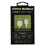 Max Mobile TYPE C 1m USB 2.0 fehér adatkábel (3858891601526)