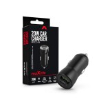 Maxlife MXCC-04 20W PD+QC autós gyorstöltő adapter USB+Type-C - fekete