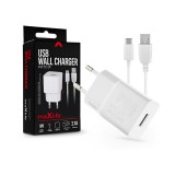 Maxlife MXTC-01 10W hálózati töltő adapter + USB/Type-C kábel 1m - fehér
