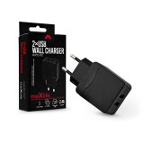 Maxlife MXTC-02 2xUSB 12W hálózati töltő adapter - fekete