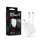 Maxlife MXTC-06 PD+QC 20W hálózati gyorstöltő adapter Type-C + Type-C/Lightning kábel - fehér