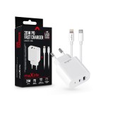 Maxlife MXTC-06 PD+QC 20W hálózati gyorstöltő adapter USB + Type-C + Type-C/Lightning kábel - fehér