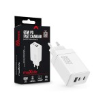 Maxlife MXTC-08-65ACC PD+QC 65W hálózati gyorstöltő adapter 2xType-C + USB - fehér