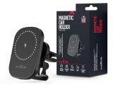 Maxlife szellőzőrácsba illeszthető vezeték nélküli autós tartó/gyorstöltő MagSafe funkcióval - 15W - Maxlife MXCH-16 Magnetic Car Holder - fekete