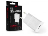 Maxlife USB hálózati töltő adapter - Maxlife MXTC-01 USB Wall Fast Charger - 5V/2,1A - fehér