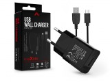 Maxlife USB hálózati töltő adapter + USB - micro USB kábel 1 m-es vezetékkel - 5W - Maxlife MXTC-01 USB Wall Charger - fekete