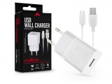 Maxlife USB hálózati töltő adapter + USB - micro USB kábel 1 m-es vezetékkel - Maxlife MXTC-01 USB Wall Charger - 5V/1A - fehér