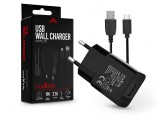 Maxlife USB hálózati töltő adapter + USB - micro USB kábel 1 m-es vezetékkel - Maxlife MXTC-01 USB Wall Charger - 5V/2,1A - fekete