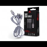 Maxlife USB töltő- és adatkábel 1 m-es vezetékkel - Maxlife 3in1 for Lightning/microUSB/Type-C USB Cable - 5V/2A - ezüst (TF-0168) - Adatkábel