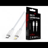 Maxlife USB Type-C - Lightning adat- és töltőkábel 1 m-es vezetékkel - Maxlife MXUC-05 USB-C to Lightning PD3.0 Cable - 20W - fehér (TF-0139) - Adatkábel
