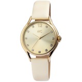 MC bézs karóra bőr szíjjal