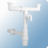 McAlpine mosogató szifon 2 medencés 5/4" ø40mm - 2 bűzzáras