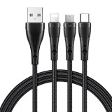 Mcdodo 3in1 USB - USB-C - Micro USB - Lightning kábel 1.2m fekete (CA-6960) (CA-6960) - Adatkábel
