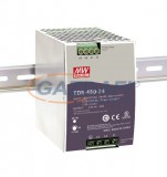 Mean Well TDR-480-24 DIN sínre pattintható tápegység megnövelt bemeneti feszültségtartománnyal, 480 W, 24 V