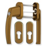 Medos Victory lapított kulcsos balkon átmenő kilincs rozettával bronz