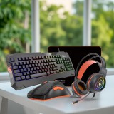 Meetion C505 4 in 1 Gaming készlet, Egér, angol billentyűzet, fejhallgató, egérpad, RGB világítással