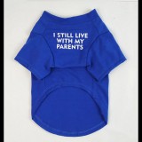 "Még mindig a szüleimmel élek" kutyapóló, kék, XL-es