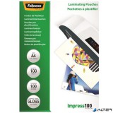 Meleglamináló fólia, 100 mikron, A4, fényes, 100 db, FELLOWES