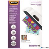 Meleglamináló fólia, 80 mikron, A3, fényes, öntapadó, 100 db, FELLOWES