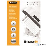 Meleglamináló fólia, 80 mikron, A4, fényes, 250 db, FELLOWES