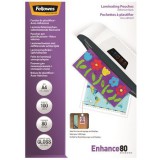 Meleglamináló fólia, 80 mikron, A4, fényes, öntapadó, 100 db, FELLOWES (IFW53022)