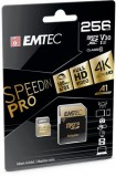 Memóriakártya, microSDXC, 256GB, UHS-I/U3/V30/A2, 100/95 MB/s, adapter, EMTEC "SpeedIN"
