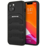 Mercedes AMG AMHCP14MGSEBK iPhone 14 Plus 6.7" fekete keménytok bőr dombornyomott vonalakkal