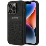 Mercedes AMG AMHMP14LOSDBK iPhone 14 Pro 6.1" fekete bőr keménytok ívelt vonalvezetésű MagSafe bőrből