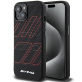 Mercedes AMG AMHMP15M23SSPK iPhone 15 Plus 6.7" fekete keménytok szilikon nagyméretű rombuszmintával MagSafe